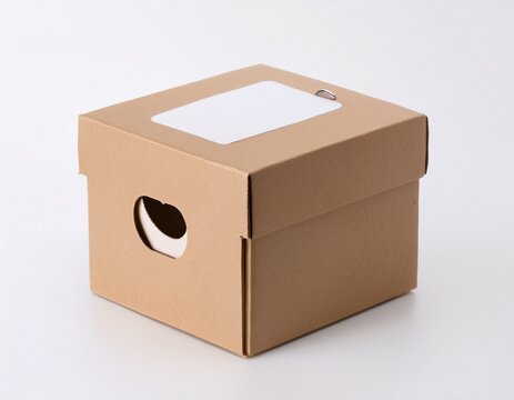 isolated small cardboard box with hang tab cutout packaging for retail store display