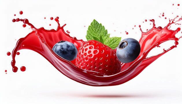 red juice swirl and mix berry isolated on a white background