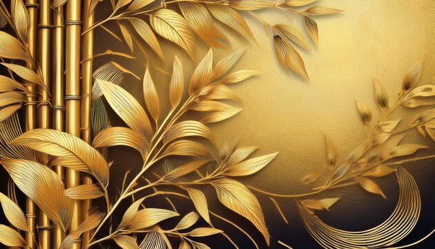 elegant gold bamboo pattern with intricate leaf design