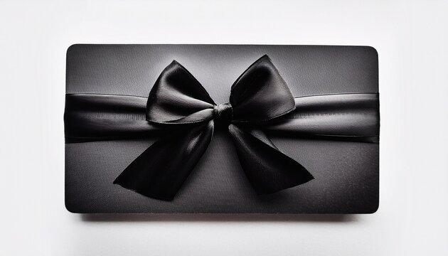 isolated gift card with black satin bow gift giving and presentation accessory item