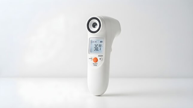 Digital Infrared Non-Contact Thermometer for Fever Detection Isolated on White Background