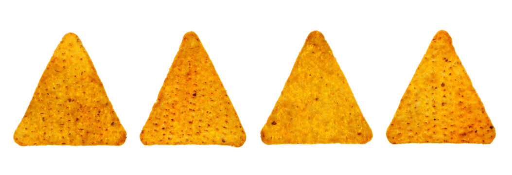 Set tortilla chips isolated on white background, clipping path