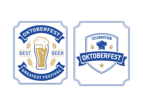 Oktoberfest vintage beer festival badges and labels set