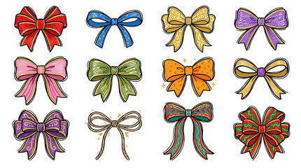 Obraz premium Collection of colorful decorative bows in various styles and colors