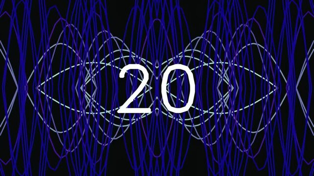 Abstract blue geometric pattern with number twenty in center