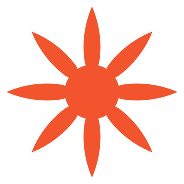 Retro Sunburst Sun Icon Flat Orange Illustration