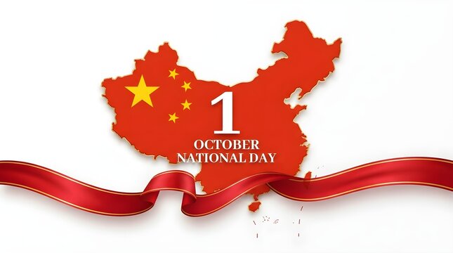 A festive illustration featuring the map of china for the annual celebration of china national day on october first