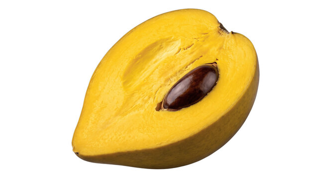Fresh Sliced Lucuma Canistel Eggfruit Half Isolated on Transparent Background