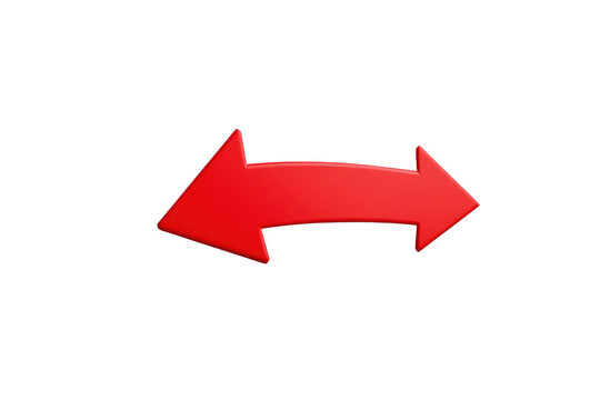 Curved red bidirectional arrow isolated on transparent background