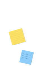 One yellow and one blue sticky note paper pad with lines for writing messages and reminders for work office organization and planning tasks on a clean surface for easy daily use © MstMehernnigar