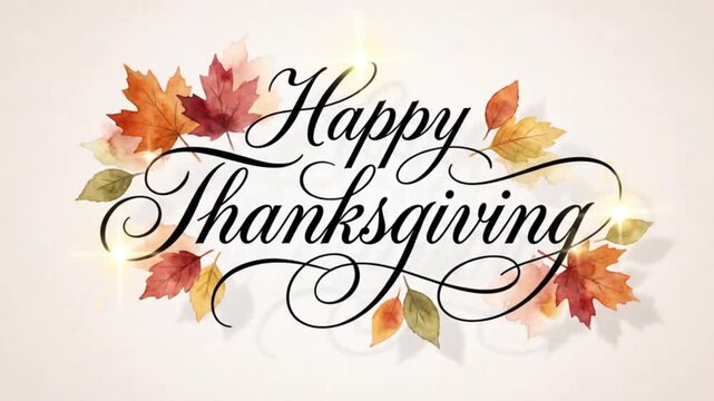 A festive thanksgiving animation featuring a cute cartoon turkey celebrating the holiday season with colorful autumn leaves and decorations