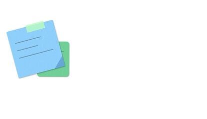 Two colorful sticky notes with tape attached for reminders and office organization tasks placed on a flat surface to help with daily planning and remembering important work information © MstMehernnigar