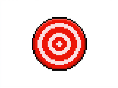 Pixel art target, Red and white circular target graphic, concentric circles AI generative