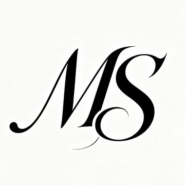An elegant monogram design featuring the initials M and S seamlessly intertwined in refined black script against a clean white background.