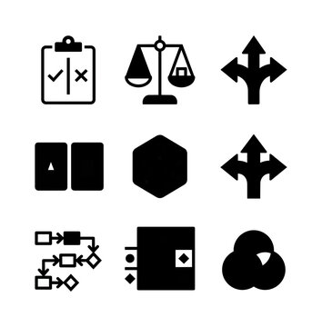Conceptual icons representing decision making and strategy