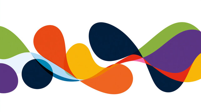 Colorful abstract flowing shapes on white background