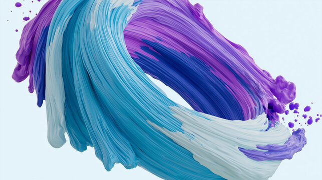 Abstract blue and purple paint swirl with brush texture