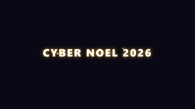 Cyber noel 2026 neon glowing text animation for futuristic holiday marketing and digital christmas event promotion 4k