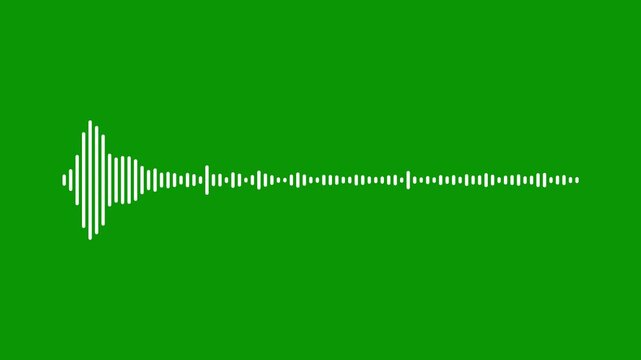 Audio waveform visualizer motion graphic, digital sound wave equalizer loop animation, white line audio wave visualisation, voice record effect for overlay on green screen background.4k video