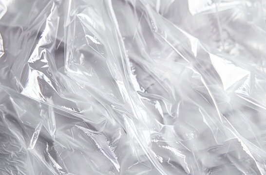 Photo of Crumpled sheet of polythene plastic wrap. Background texture for backdrops or mapping