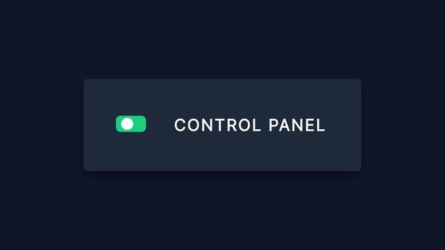 Minimalist control panel ui with animated toggle switch button for modern software interface animation 4k