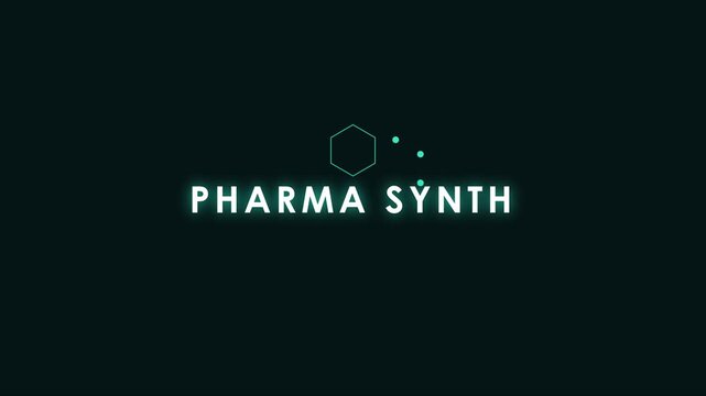 Pharma synth medical technology animation with minimalist hexagon and glowing neon typography for healthcare branding 4k