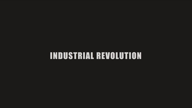 Industrial revolution minimalist motion title card for historical documentary and educational presentation animation 4k