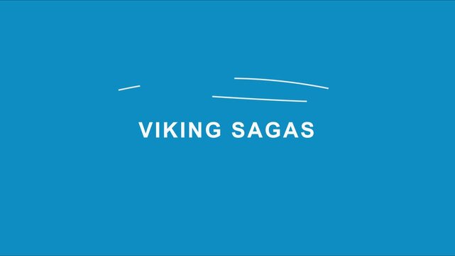 Viking sagas minimalist title animation on blue 4k background, for historical documentary, and educational