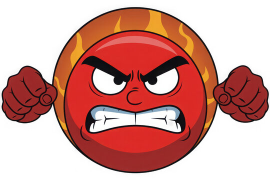Angry red ball character close up