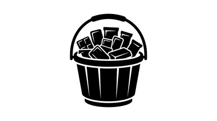 Black silhouette of a bucket filled with rectangular blocks © TaskinRahman