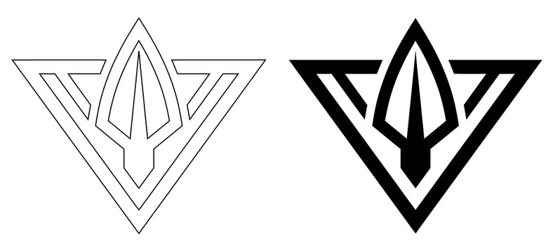 Abstract geometric triangle shield emblem vector icon design with triangle geometric abstract