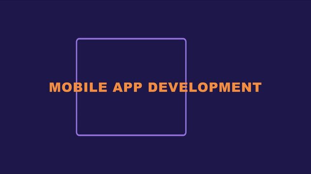 Mobile app development concept: minimalist motion with animated geometric shapes for tech presentations and digital business animation 4k