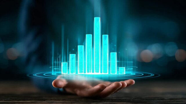 Holographic Business Analytics Dashboard Floating