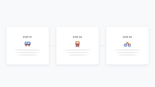 Minimalist horizontal timeline infographic displaying sequential transportation icons and process steps for business presentations with infographic