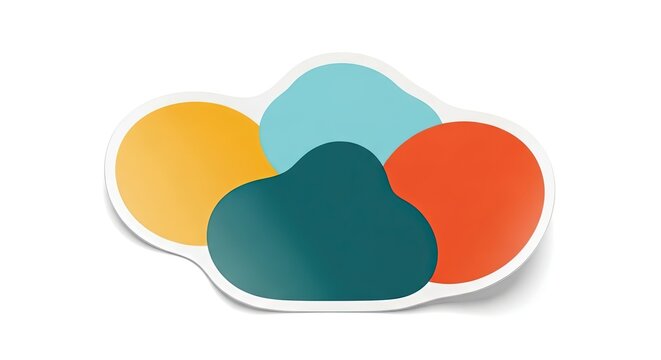 Abstract Cloud Shape Sticker with Overlapping Colorful Circles on White Background
