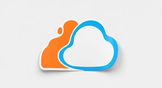 Modern Cloud Service Logo Sticker - Digital Data Storage and Connectivity Symbol