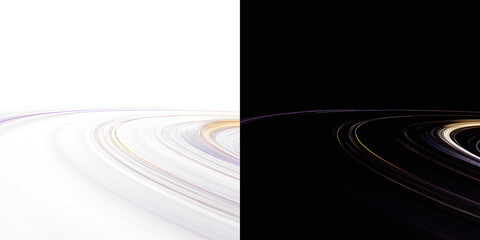 Abstract delicate glowing planetary orbit pattern, realistic curvature streak design. Creative wide curvature light streak graphic element, modern square web banner background PNG © Aura Canvas