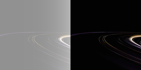 Abstract delicate glowing planetary orbit pattern, realistic curvature streak design. Creative wide curvature light streak graphic element, modern square web banner background PNG © Aura Canvas