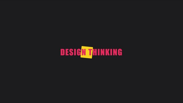 Thinking concept animation with minimalist yellow square and bold typography for business innovation and creative strategy 4k