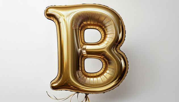 metallic gold balloon letter b isolated on white background