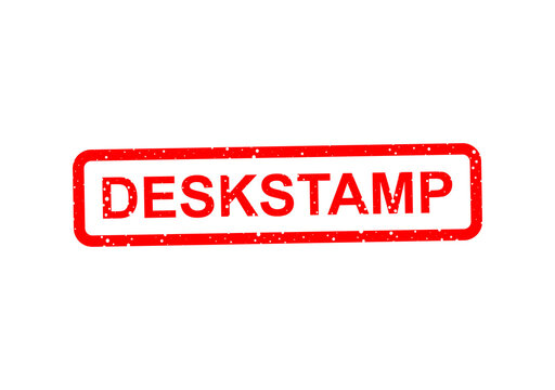Red desk stamp with word deskstamp on white illustration
