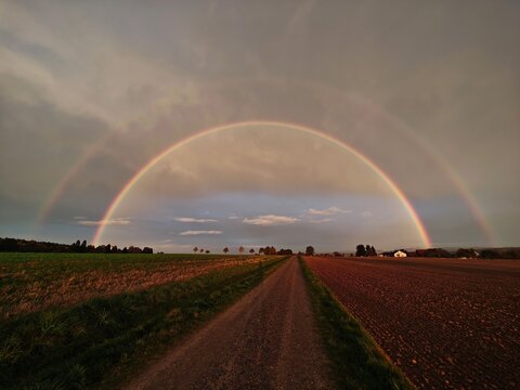 double rainbow over the fields