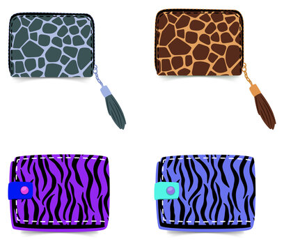 Colorful animal print wallets for fashion accessories Transparent Background