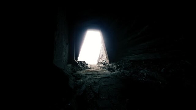 Bright gap suggests hopeful travel. Silent glow invites daring adventure ahead. Subtle light inside shadowed space hints at new beginnings beyond