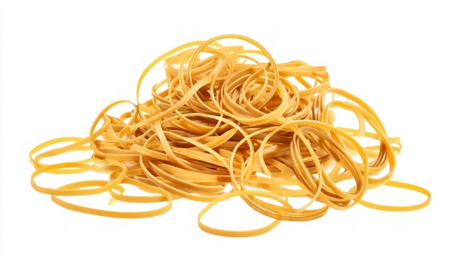Tangle of rubber bands on white background. AI generated