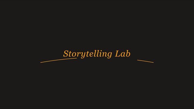 Storytelling lab title card animation with minimalist typography for creative projects and media production 4k