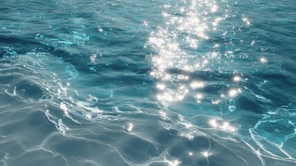 Fototapeta premium Sunlit water ripple patterns captured from above. Artificial intelligence image