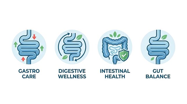 Gut health and digestive wellness logo set.