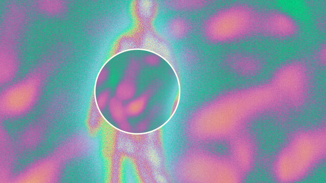 Thermal imaging abstract human body silhouette art. Heat map color blindness test.