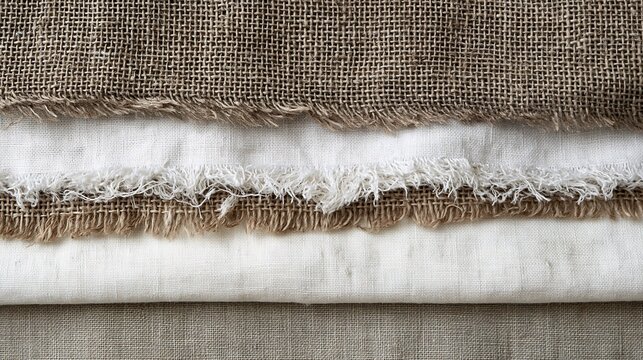 Natural Fabric Texture with Fringed Edges - Organic Textiles Background